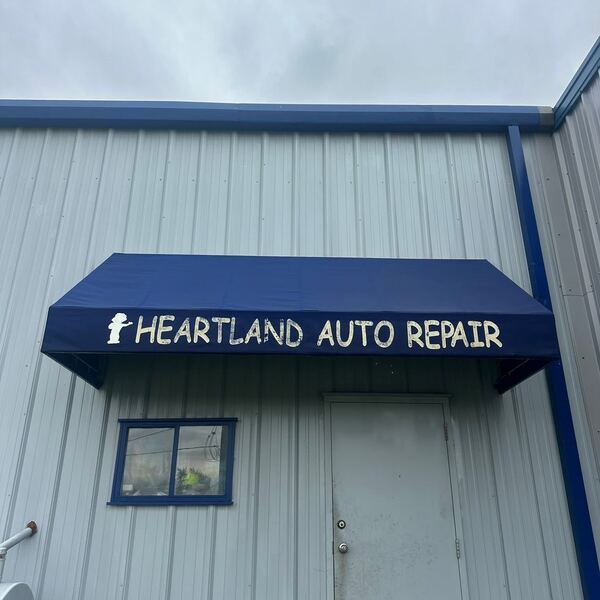 Commercial building awning cleaned
