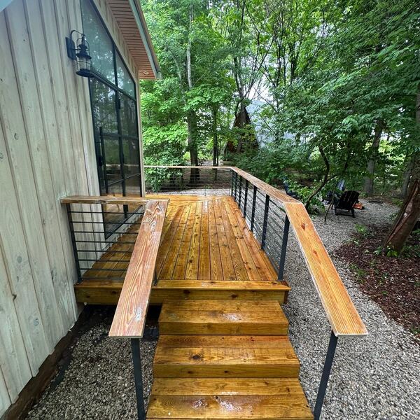 Restored wood deck and steps